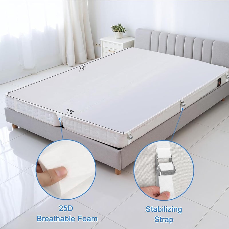 odesoy Upgrade 3-in-1 Bed Bridge Twin to King Bed Converter with Fitted Sheet- Mattress Gap Filler King Bed-with Sheet Strap Set 78"x 75"-Patent - Image 3